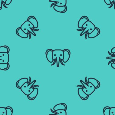 Siyah çizgi fil simgesi yeşil arkaplanda pürüzsüz desen izole etti. Vektör.