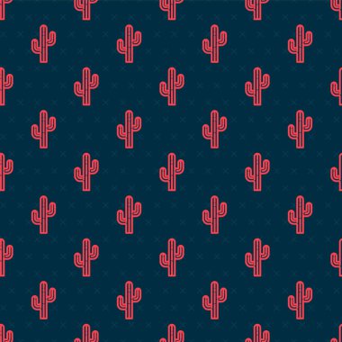 Kırmızı çizgi Kaktüs simgesi siyah arkaplanda izole edilmiş. Vektör.