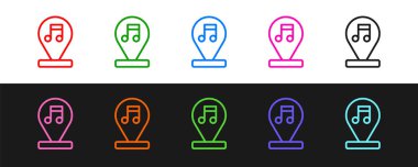 Satır Müzik, ton simgesi siyah ve beyaz arkaplanda izole edildi. Vektör.