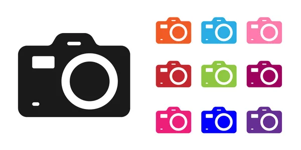 Μαύρο Εικονίδιο Φωτογραφικής Μηχανής Απομονωμένο Λευκό Φόντο Φωτογραφία Κάμερα Ψηφιακή — Διανυσματικό Αρχείο