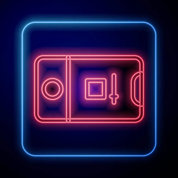 Glowing Neon Mobile Phone Record Frame Camera Icon Isolated Black — Stock Vector