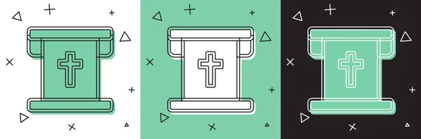 Nastavit Vlajku Ikonou Křesťanského Kříže Izolované Bílém Zeleném Černé Pozadí — Stockový vektor