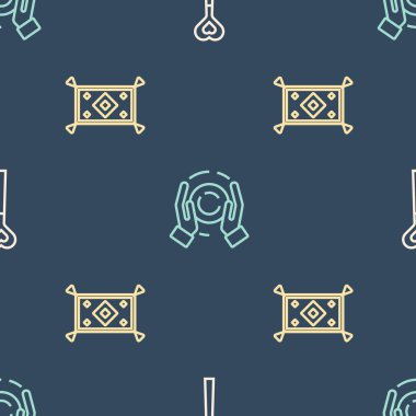 Sihirli değnek, halı ve top hazır olsun. Vektör