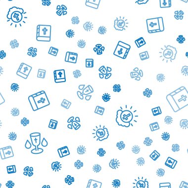 Hristiyan kadehi, dinsel haç daire şeklinde ve kusursuz desenler üzerine kutsal İncil kitabı. Vektör