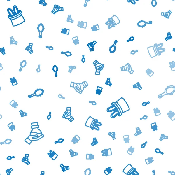 İksir şişesi, sihirbaz şapkası, tavşan kulağı ve kusursuz desenli el aynası. Vektör