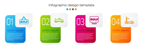 Ustaw Linię Etykiety Golf Otwór Flagą Szablon Infograficzny Biznesu Wektor — Wektor stockowy