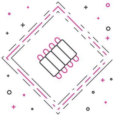 Beyaz arka planda ızgara domuz pirzolası ikonu var. Renkli taslak konsepti. Vektör