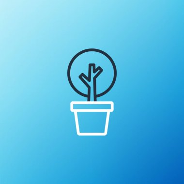 Hat Ağacı simgesi mavi arkaplanda izole edildi. Orman sembolü. Renkli taslak konsepti. Vektör