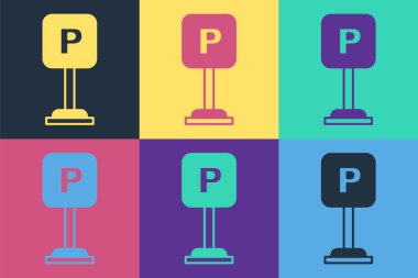 Pop Art Park simgesi renk arkaplanında izole edildi. Sokak tabelası. Vektör.