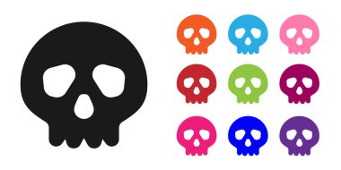 Siyah Kafatası simgesi beyaz arkaplanda izole edildi. Mutlu Cadılar Bayramı Partisi. Simgeleri renklendirin. Vektör.