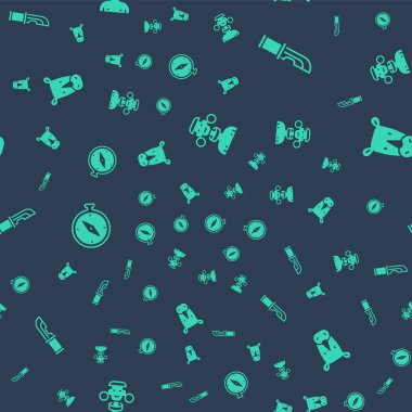 Afrika kabilesi erkeği, avcı bıçağı, pusula ve gergedan kusursuz kalıpta. Vektör