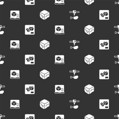 3D yazıcı tavuk budu ve Isometric küp 'ü kusursuz desene ayarlayın. Vektör