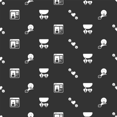 Romantik bir ilişki kur, mutlu bir arkadaşlık günü kur, çevrimiçi çık ve kusursuz bir kalbe sahip kolye tak. Vektör