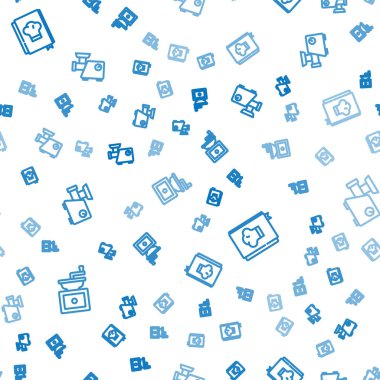 Hattı manuel kahve öğütücüsü, yemek kitabı ve mutfak eti olarak ayarlayın. Vektör