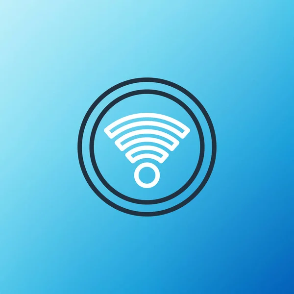 Line Wireless Internet Network Symbol Symbol Isoliert Auf Blauem Hintergrund — Stockvektor