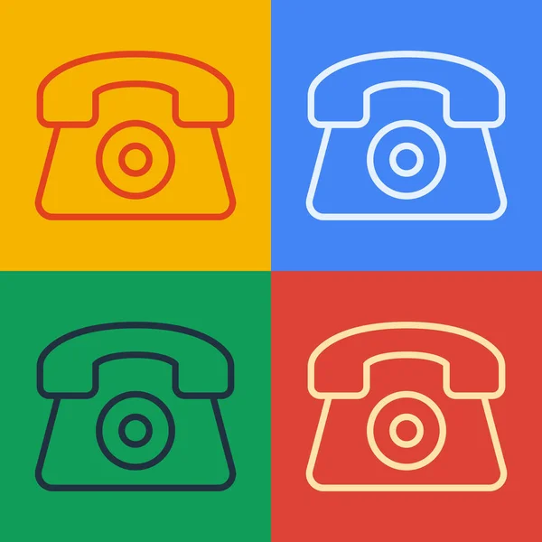 Pop Linii Sztuki Telefon Godzin Wsparcia Ikony Izolowane Tle Kolorów — Wektor stockowy