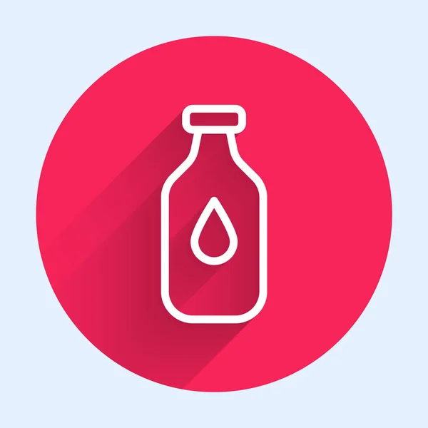 White Line Bottle Water Icon Isolated Long Shadow Soda Aqua — Stock Vector