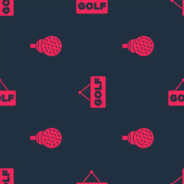 Placez Balle Golf Sur Tee Étiquette Sur Motif Sans Couture — Image vectorielle