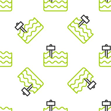 Çizgi Bahçesi yatağı ya da tarımsal yatak ikonu beyaz arka planda izole edilmiş pürüzsüz desen. Vektör