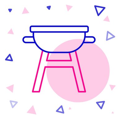 Barbekü ızgara simgesi beyaz arkaplanda izole edildi. Barbekü ızgara partisi. Renkli taslak konsepti. Vektör