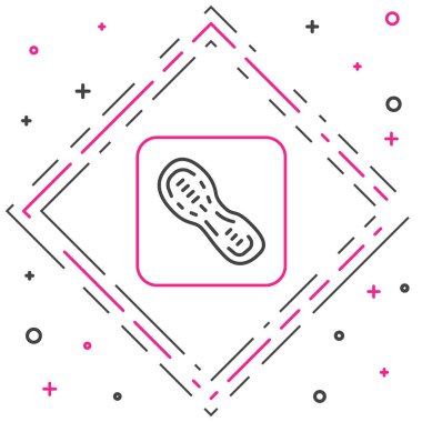 Beyaz arka planda izole edilmiş çizgi insan ayak izi ayakkabı ikonu. Ayakkabı tabanı. Renkli taslak konsepti. Vektör