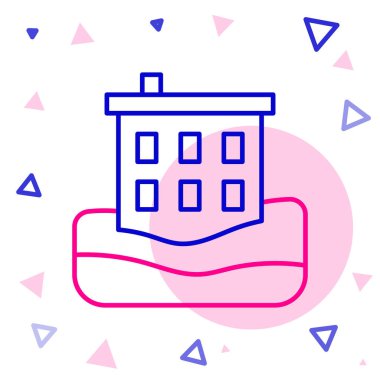 Line House sel ikonu beyaz arkaplanda izole edildi. Suyun altındaki evi sel basıyor. Sigorta konsepti. Güvenlik, güvenlik, koruma, konsept koruma. Renkli taslak konsepti. Vektör