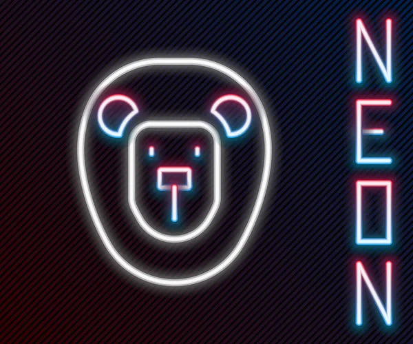Parlayan Neon Hattı Siyah Arkaplanda Izole Edilmiş Vahşi Aslan Simgesi — Stok Vektör