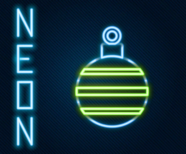 Gloeiende Neon Lijn Kerstbal Pictogram Geïsoleerd Zwarte Achtergrond Vrolijk Kerstfeest — Stockvector