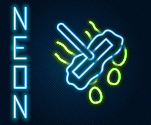 Leuchtendes Neon Line Mop Symbol Isoliert Auf Schwarzem Hintergrund Reinigungsdienstkonzept — Stockvektor