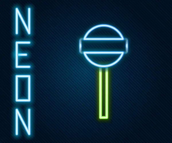 Glowing Neon Line Ikon Lollipop Terisolasi Pada Latar Belakang Hitam - Stok Vektor