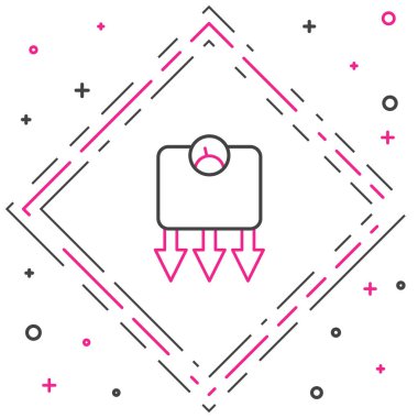 Beyaz arkaplanda çizgi kilo kaybı simgesi izole edildi. Renkli taslak konsepti. Vektör