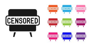 Beyaz arkaplanda siyah sansürlü pul simgesi izole edildi. Simgeleri renklendirin. Vektör.