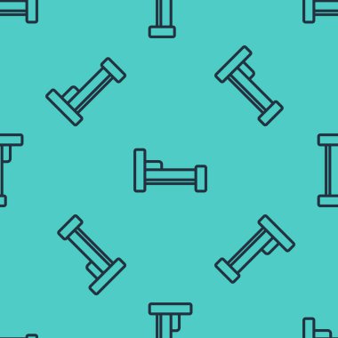 Siyah çizgi yatak simgesi, yeşil arkaplanda pürüzsüz desen izole etti. Vektör.