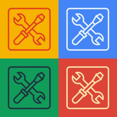 Pop Art Line 3D yazıcı ayarı simgesi renk arkaplanında izole edildi. 3D baskı. Vektör.