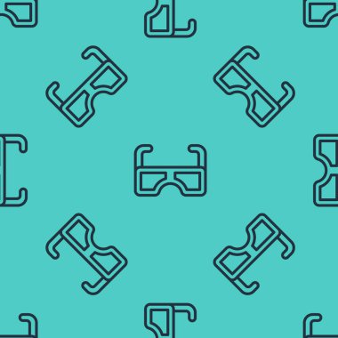 Siyah çizgi Gözlük simgesi yeşil arkaplandaki kusursuz deseni izole etti. Gözlük çerçevesi sembolü. Vektör.