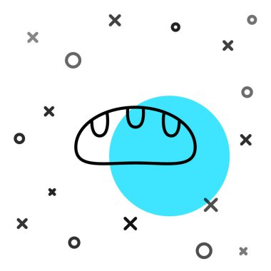 Siyah çizgi ekmek simgesi beyaz arkaplanda izole edildi. Rastgele dinamik şekiller. Vektör.