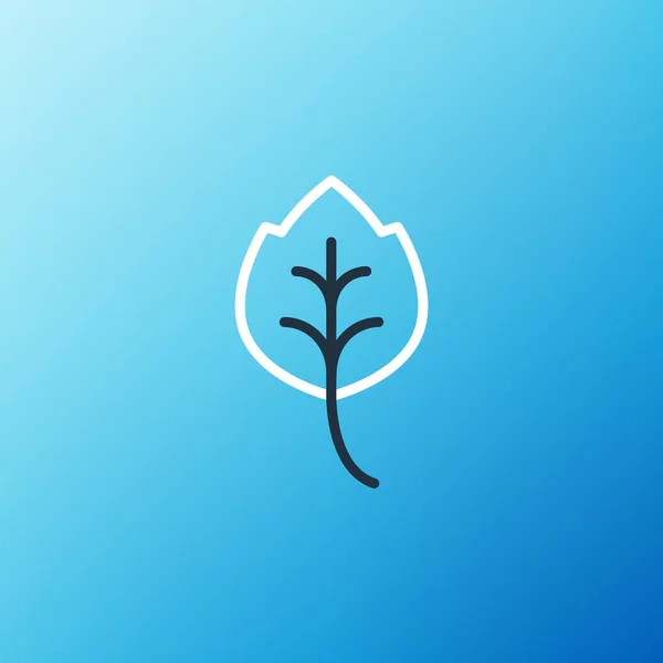 Значок Листа Линии Выделен Синем Фоне Знак Листья Символ Свежего — стоковый вектор
