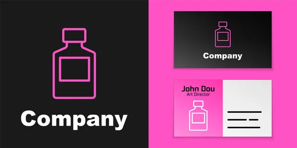 Pink Line Whiskey Bottle Icon Isolated Black Background Logo Design — Stock Vector