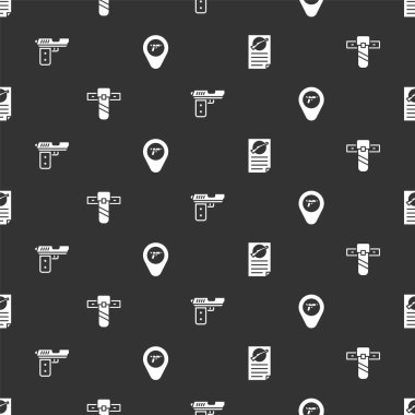 Ateşli Silahlar ruhsatı, bıçak kılıfı, tabanca ya da silah ve yeri kusursuz bir şekilde ayarlayın. Vektör.