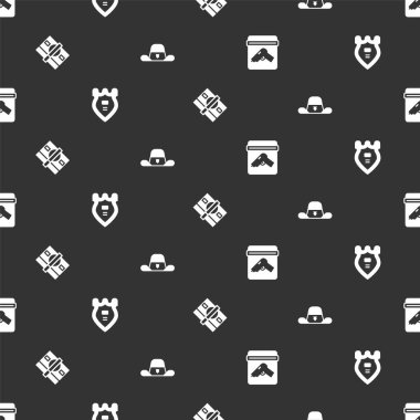 Delil çantasını silah, polis rozeti, kağıt para ve Şerif şapkasını kusursuz bir şekilde yerleştirin. Vektör