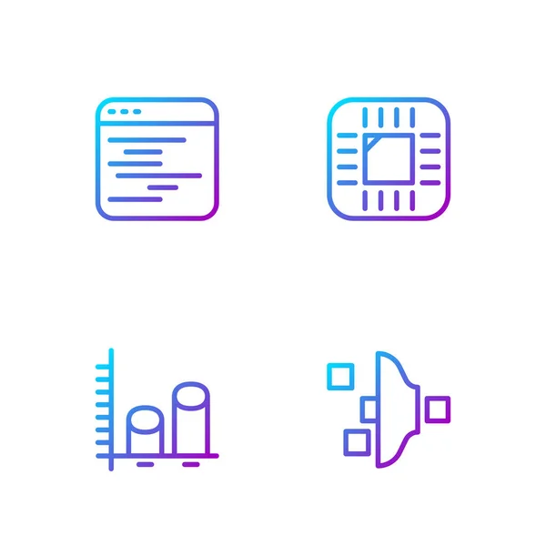 設定行Cpuでフィルタ設定 データ解析 ソフトウェアとプロセッサ グラデーションのアイコン ベクトル — ストックベクタ