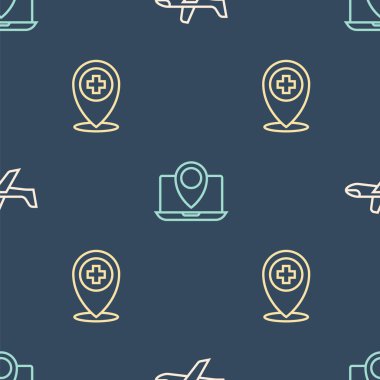 Hat düzlemi, çapraz hastaneli konum ve dizüstü bilgisayarın konumunu belirle. Vektör