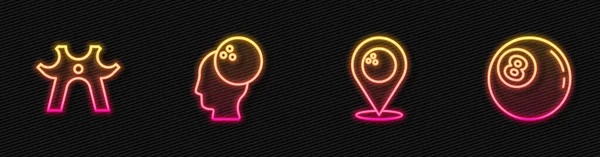Çizgiyi Bowling Topu Bilardo Bowling Ile Belirleyin Parlayan Neon Ikonu — Stok Vektör