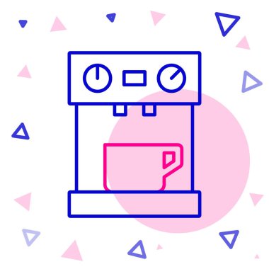 Çizgi kahve makinesi simgesi beyaz arkaplanda izole edildi. Renkli taslak konsepti. Vektör