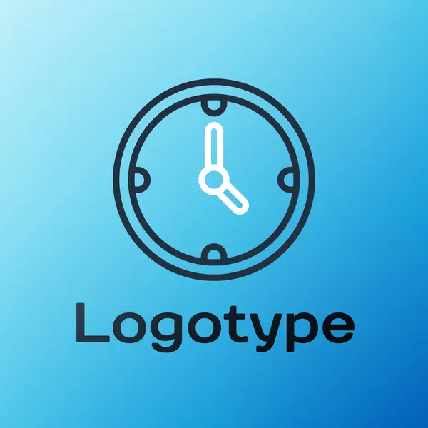 Line Clock icoon geïsoleerd op blauwe achtergrond. Tijdsymbool. Kleurrijk concept. Vector Illustratie — Stockvector