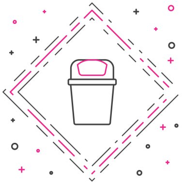 Çöp kutusu simgesi beyaz arkaplanda izole edildi. Çöp kutusu tabelası. Sepet simgesini geri dönüştür. Ofis çöpü ikonu. Renkli taslak konsepti. Vektör