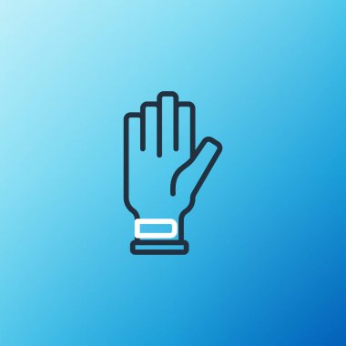Golf eldiveni simgesi mavi arkaplanda izole edildi. Spor malzemeleri. Spor üniforması. Renkli taslak konsepti. Vektör