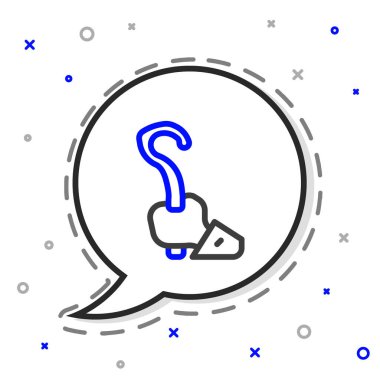 Çizgi Sihirbazı simgesi beyaz arkaplanda izole edildi. Sihirli değnek, asa, değnek, değnek. Renkli taslak konsepti. Vektör