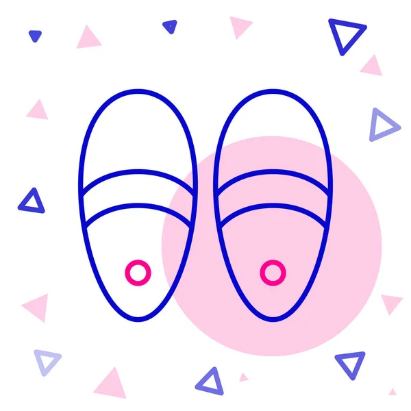 Icono de zapatillas de línea aislado sobre fondo blanco. Señal de chanclas. Concepto de esquema colorido. Vector — Archivo Imágenes Vectoriales