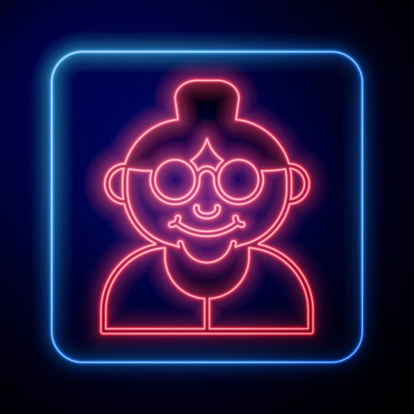 Icona luminosa al neon Nonna isolato su sfondo nero. Vettore — Vettoriale Stock